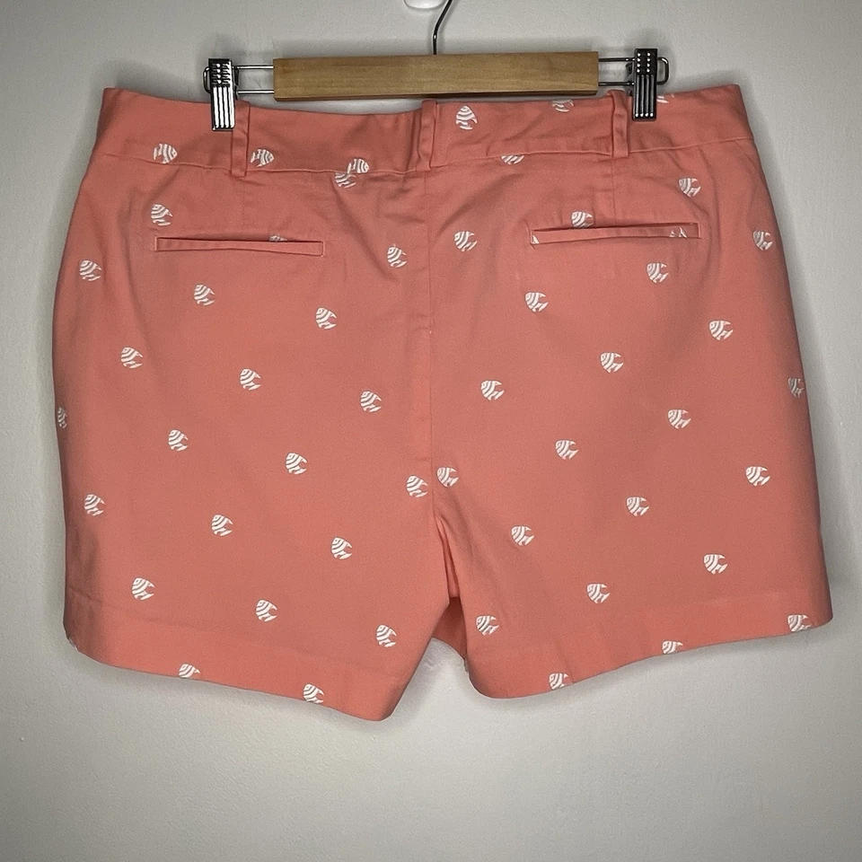 Pantalones Cortos Talbots Mujeres Algodón Spandex ResortWear Vacaciones Playa Bordados Peces 14 Foto 3 de 4