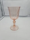 Arcoroc France Rosaline Pink Swirl Wine Goblet Glass 5-3/4"