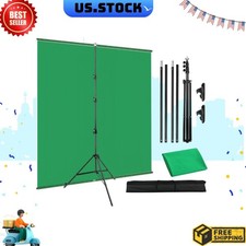 2-in-1 Green Backdrop Stand Kit, I-Frame Design - 8' H x 5' W Portable Photogr