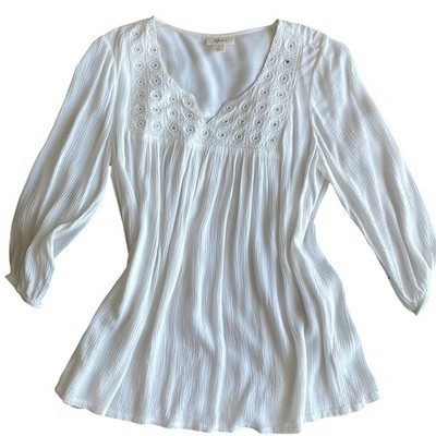 White Blouse with shiny silver mirror reflections, Size Small FREE SHIPPING