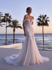 Beach Sweetheart Off The Shoulder Wedding Dress Appliques Bridal Gown Pastrol