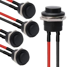 STARELO 5PCS 16mm Round Momentary Push Button Switch SPST 3A 16mm, Black 