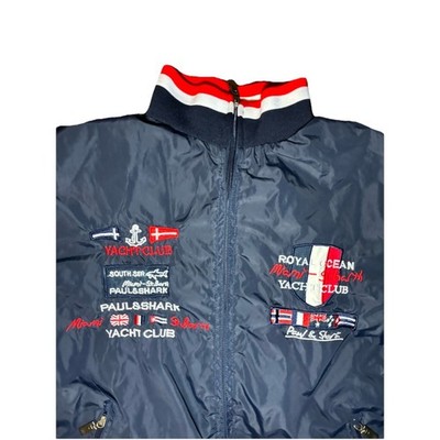 Paul And Shark Embroidered Bomber Jacket Men's L Full Miami St