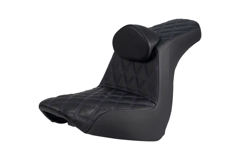 Odyssey Harley-Davidson Leather Seat w/Backrest Purple 2018-25 Low Rider S - Image 3 of 4