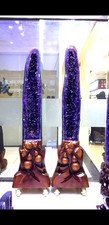 869LB Natural A pair of AMETHYST Crystal Church Cathedral cluster Geode Specimen