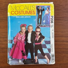 UNCUT McCall's 50s Costumes P206 Pattern Kids  Adults Sm-Med