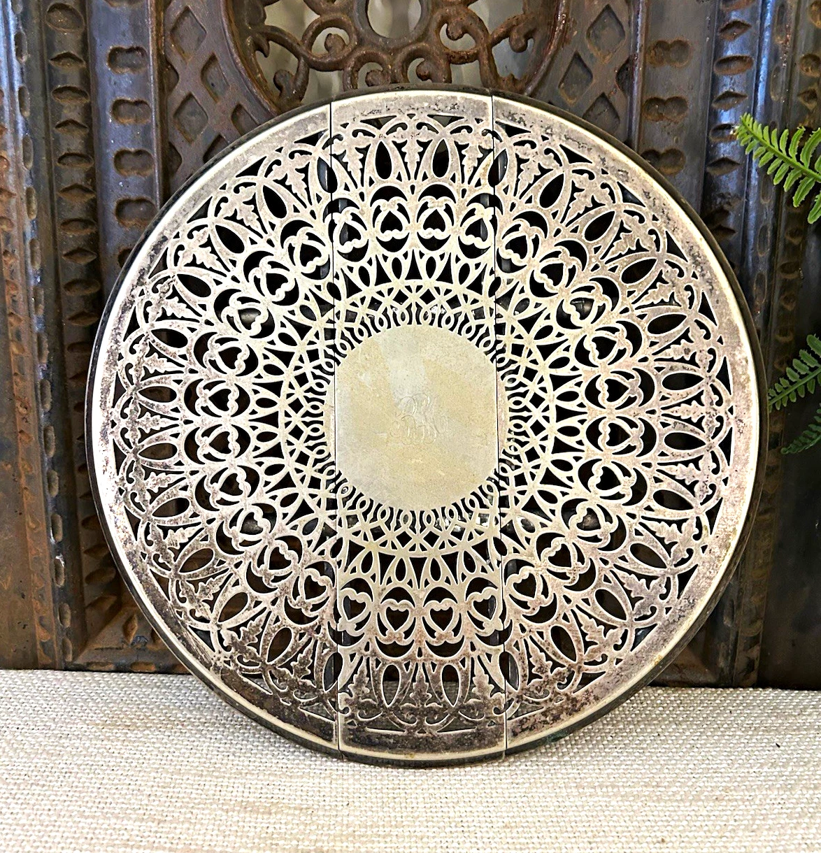 Vintage Pierced Silver Plated Expanding Trivet 10.25”-13.25” image 1
