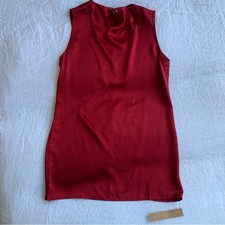 NWT Reformation Serina Silk Mock High Boat Neck Sleeveless Mini Dress Sangre Red