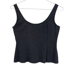 Alex Evenings Petite Black Metallic Sparkle Scoop Neck Sleeveless Tank Top PM