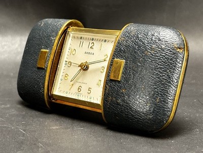 Vintage Semca Retractable Ermeto Travel Alarm Clock 7 Jewels
