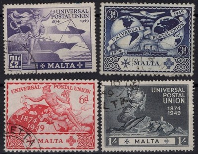 ENGLISCHE KOLONIEN MALTA 1949 UPU 4 V. N.251-254 US.