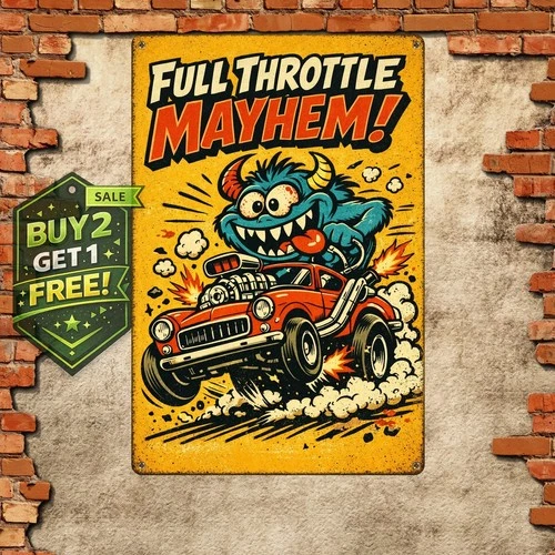 Bustin' Loose Retro Cartoon Metal Wall Sign Vintage Tin Decor 8x12