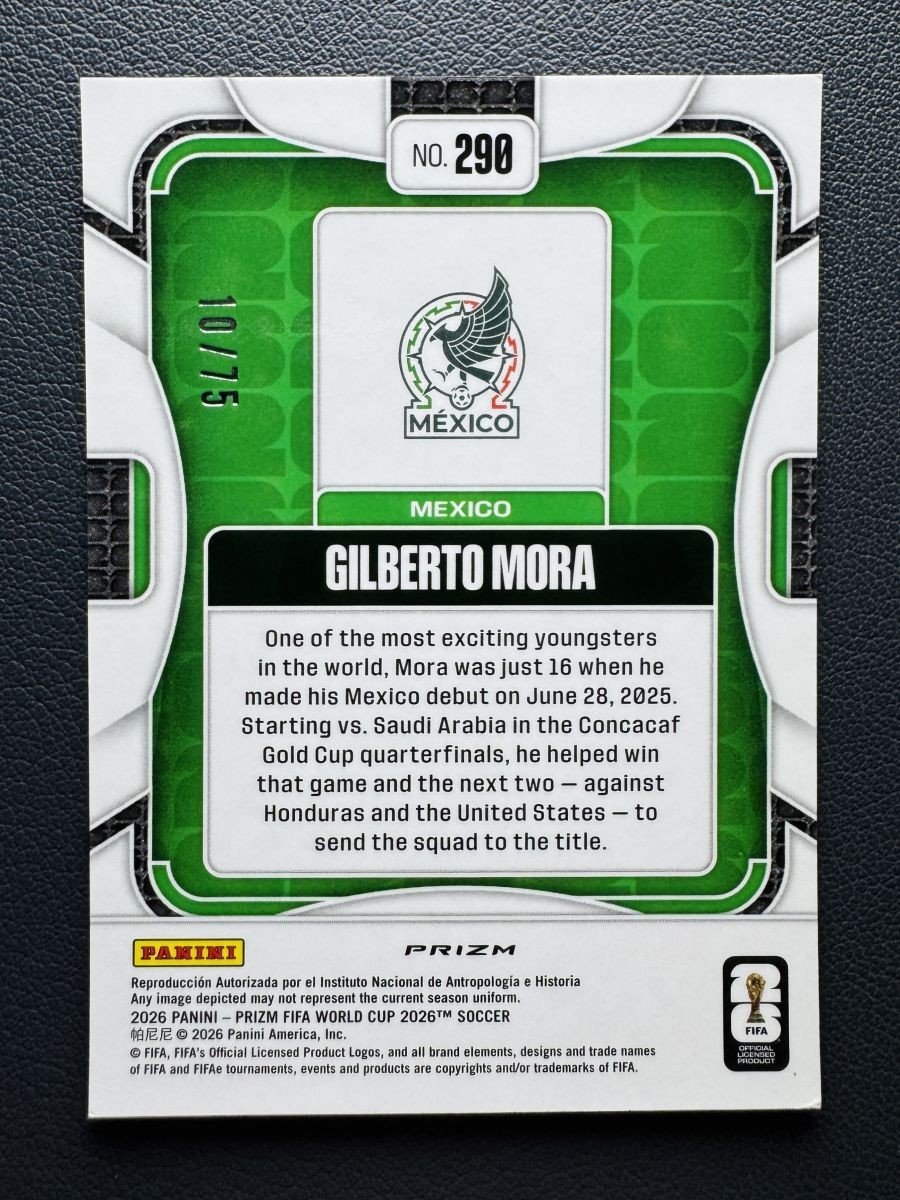 2026 Panini Prizm World Cup Gilberto Mora #290 Rookie RC Preferred Red 10/75 view 2