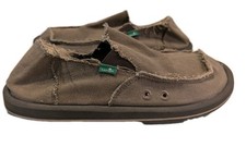 Sanuk Sidewalk Surfers Slip On Shoes Mens 9 Brown Canvas Vagabond Loafer Casual