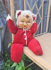 Vtg Rushton Rubber Faced Bear Cat 50s Sleepy Yawning Baby 13" Beanie Plush