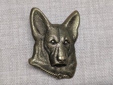 vintage 1970s belt buckle GERMAN SHEPHERD western SOLID BRASS dog cowboy BARON