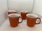 Vintage PYREX Corning Burnt Orange Coffee Mugs/Cups set of 4 Made in USA