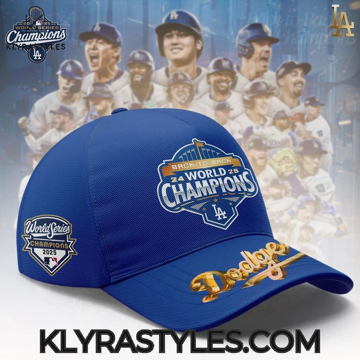 Los Angeles Dodgers Back to Back World Series Champions Blue Baseball Cap