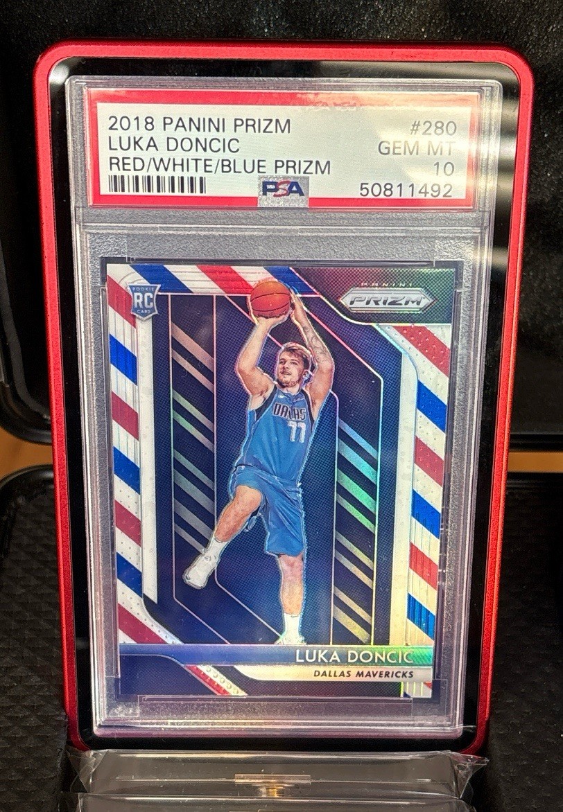LUKA DONCIC 2018 PANINI PRIZM RED WHITE BLUE PRIZM #280 ROOKIE RC PSA 10