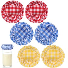 6 Pcs Sourdough Jar Cloth Covers - Plaid Cloth Jar Cover for Starter Jars