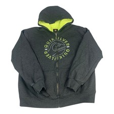 QUIKSILVER Boy's Dark Gray Hoodie Sweatshirt Full Zip Sherpa Youth XL 18/20