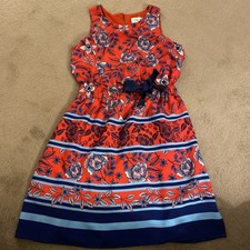 ELIZA J ANTHROPOLOGIE WOMEN’S FLORAL SLEEVELESS DRESS NAUTICAL RED BOW DETAIL 4P