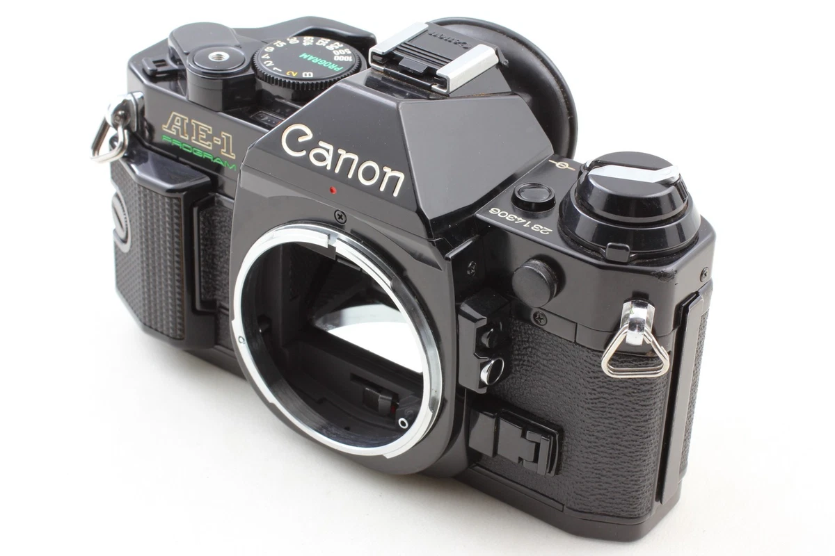 [Casi COMO NUEVO con correa, tapas] Cámara fotográfica programa Canon AE-1 cuerpo negro de JAPÓN