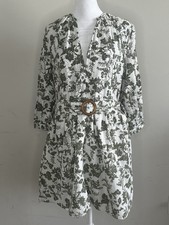 Zara Green and White Floral Dress Size S