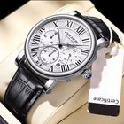 Louie Juelen Mens Watch Luxury Chronograph Quartz Leather Strap Waterproof Watch