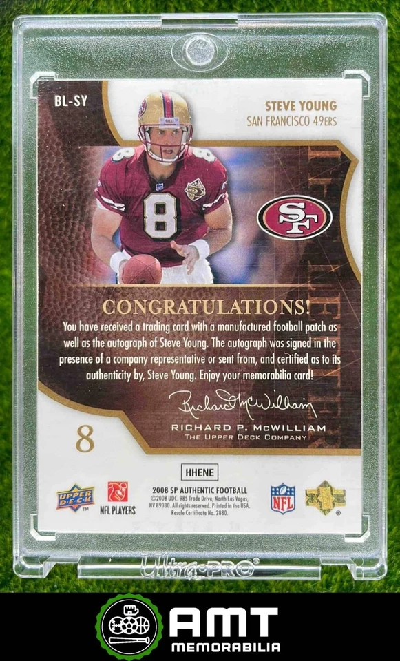 2008 SP Authentic #BL-SY Steve Young By the Letter Auto 7/10 Patch 49ers - Image 2 of 3