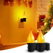 KINDEEP Christmas Night Light Plug Into Wall, Flickering Flame Night Light Pl...
