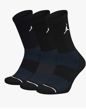 NWT Nike JORDAN Jumpman Crew Black Socks - 3 Pairs 8-12 LARGE