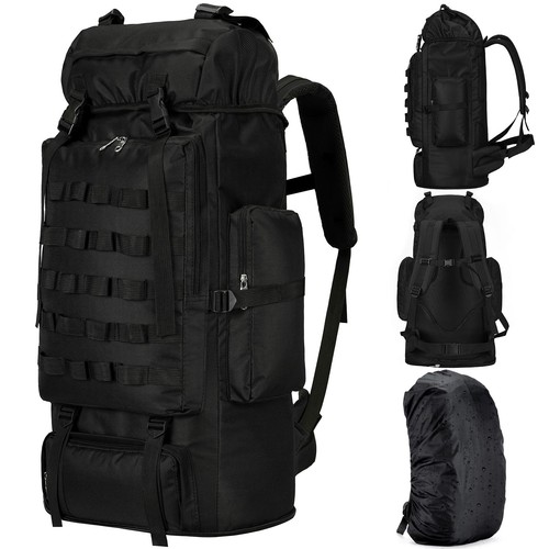 70L/100L Large Camping Hiking Backpack with Rain Cover, Waterproof Molle Ruck...