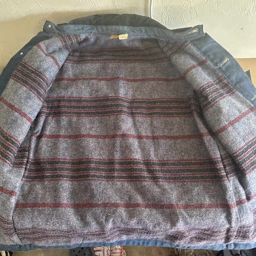 VTG Wrangler Big Ben Blanket Lined Denim Chore Coat Sz 40 Corduroy Made In USA - Bild 6 von 7