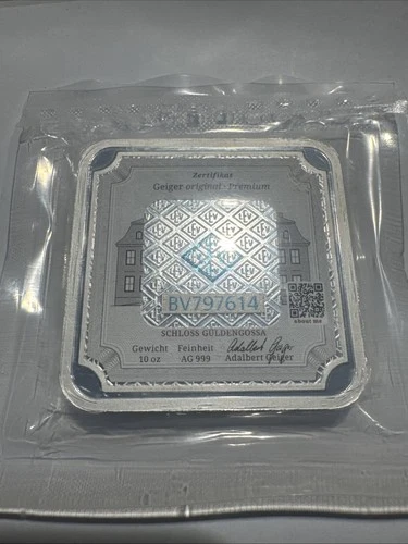 GEIGER 10 OZ FEINSILBER 999 - AG .999 Germany  Silver SQUARE Bar.  #BV797614