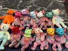 Ty Beanie Babies Birthday Bear Tie-Dye Bear Plush Lot w/ Tags 1999 Vintage