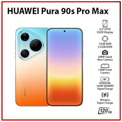 Huawei Pura 90s Pro Max 12GB+512GB ORANGE Dual SIM Unlocked Android Mobile Phone