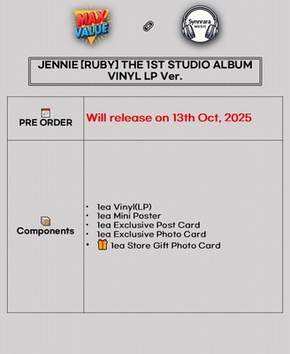 BLACKPINK JENNIE [RUBY] THE 1ST STUDIO ALBUM VINYL LP Ver/LP+
