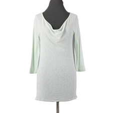 Michael Stars Sz All Mint Green Cowl Neck 3/4 Sleeve Tunic Cotton Blend Top
