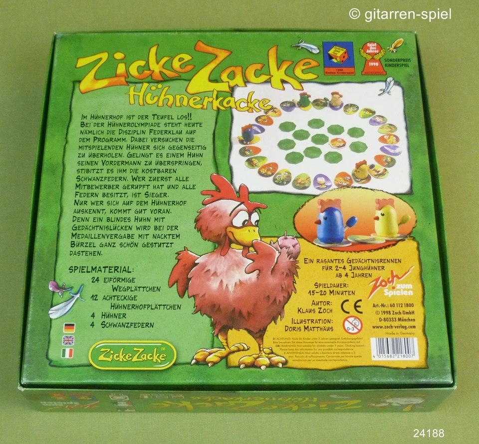 Zicke Zacke Hühnerkacke - Komplett 1A Top! Kinderspiel des Jahres 1998 Zoch ab 4 - Bild 4 von 4