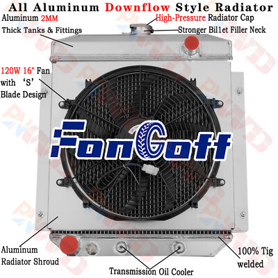 4 Row Radiator Shroud Fan For 1954-1956 Ford Fairline Country Squire Heavy Duty