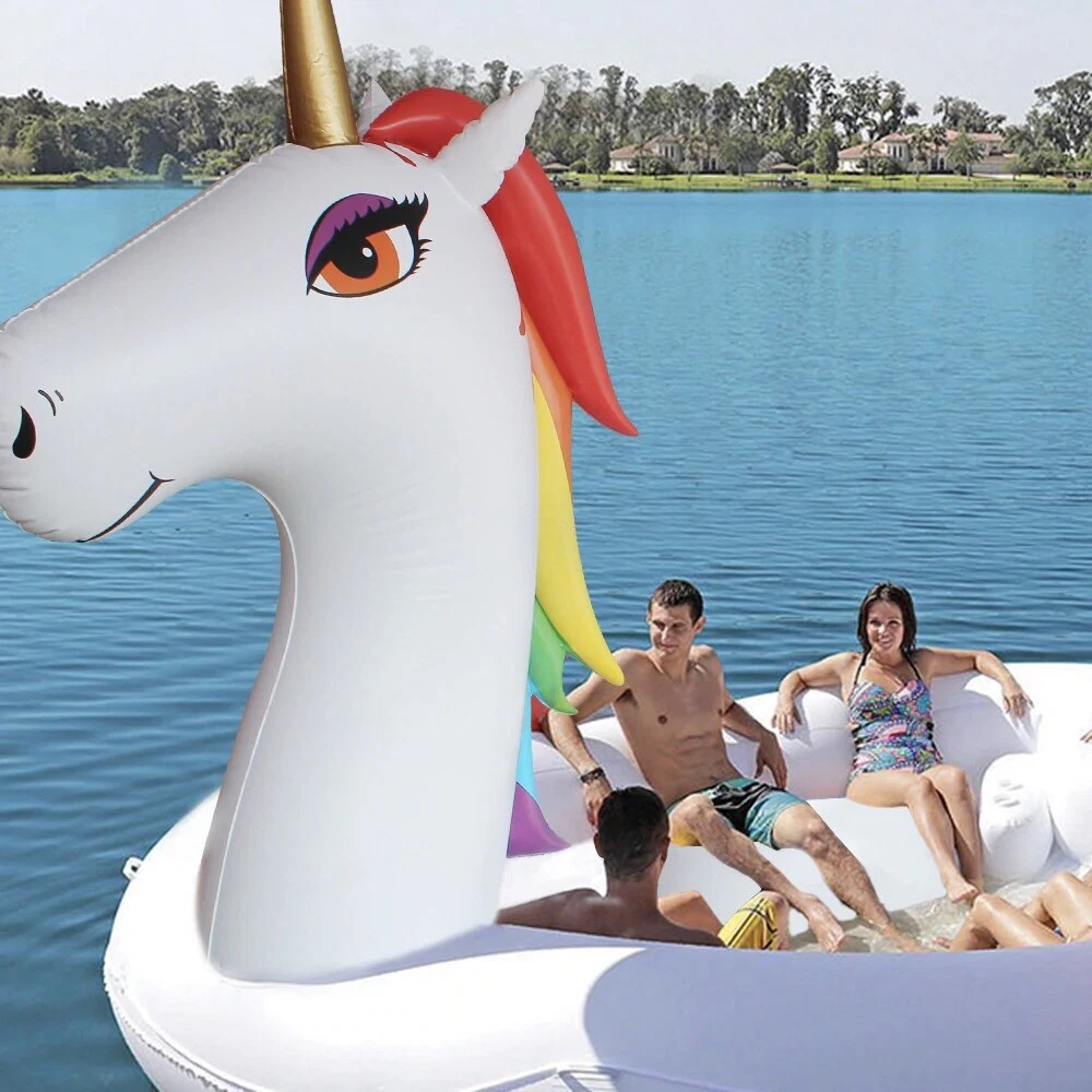 5M Huge Inflatable Unicorn Pool Float. Float Lounge, Island Water Toy