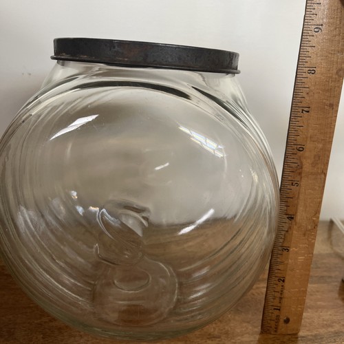 ANTIQUE SMARTIES CANDY GENERAL STORE GLASS DISPLAY WITH TIN LID - Picture 9 of 12