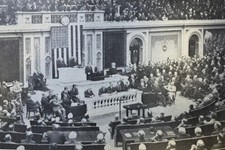 1924 Vintage Magazine Illustration President Calvin Coolidge Addressing Congress