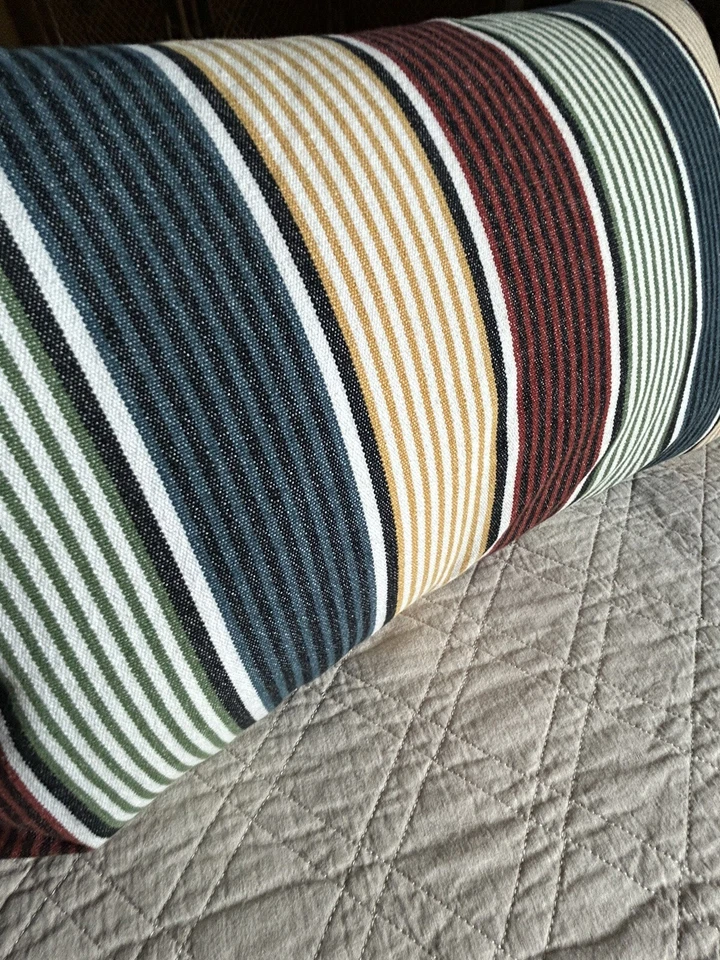 Ikea KUDDVIVA Cushion Lumbar Pillow Cover Striped w/ Feather Insert 16 x 26 - Image 3 of 4