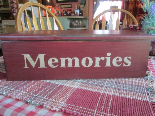Rustic Red Memory Box Photo Case Wooden Trinkets, Keep Sakes 14" x 7" x 4" Deep - Picture 14 of 14