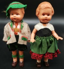 WESTERN GERMANY SET OF 2 HARD PLASTIC 6 1/2" DOLLS EDI GERMANY 16 VINTAGE