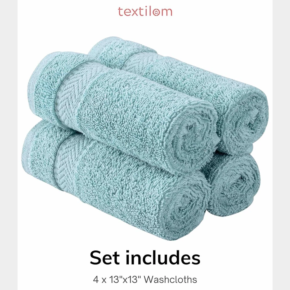 Роскошный турецкий хлопок мочалки комплект мягкий и впитывающий спа качество - набор из 4 - Изображение 3 из 4