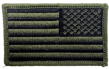 OD GREEN REVERSE UNITED STATES FLAG AMERICAN FLAG MILITARY IRON/ON PATCH EE-130
