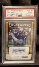 2021 Mac Jones Rookie Auto - Panini Classic Beginnings Gold 10/15 JERSEY MATCH